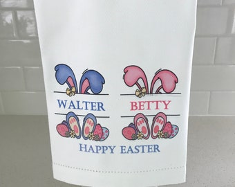 Easter Towel, Cotton Towel, Personalized, Bunnies