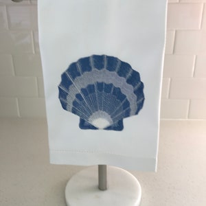 Scallop Shell, Embroidered, Cotton Huck, Towel