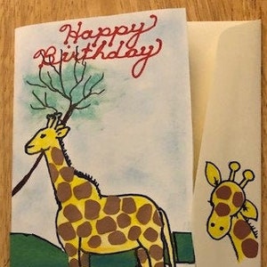 Carte girafe d’anniversaire par Cherie