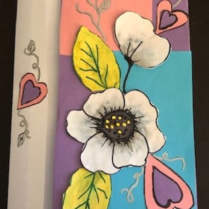 Carte de Saint-Valentin Rose Floral et Cœurs par Cherie