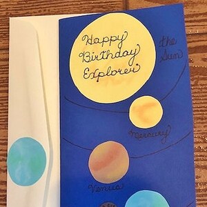 Carte d'anniversaire du système solaire par Cherie