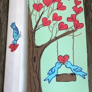 Carte Tourtereaux et arbre de la Saint-Valentin par Cherie