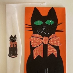 Carte de vœux chat d'Halloween noir par Cherie