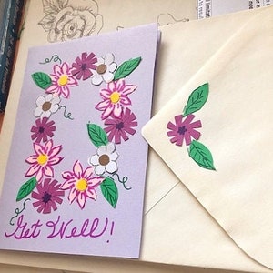 Carte Purple & Pink Flower Get Well par Cherie