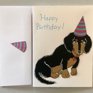 Jolie carte d'anniversaire pour chiot teckel par Aileen