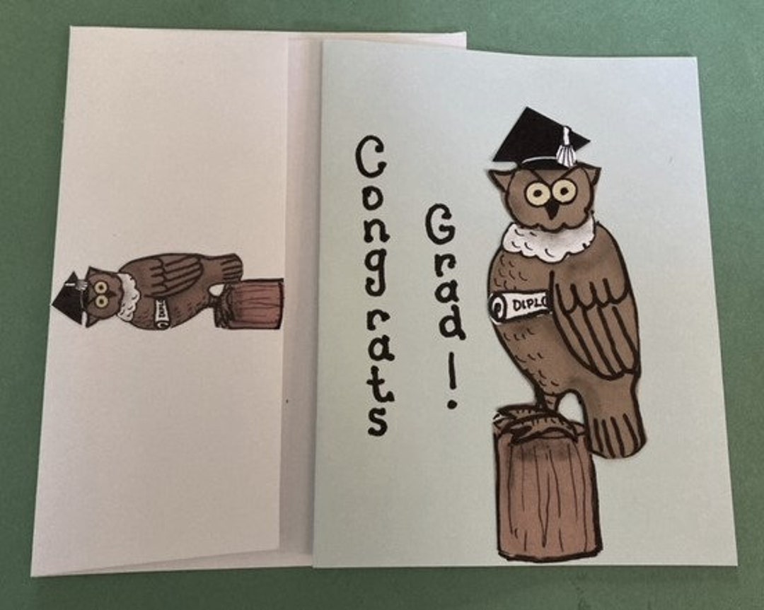 Owl Graduation Card by Cherie - Etsy