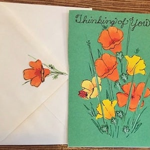 Carte « Je pense à vous » avec des coquelicots par Cherie