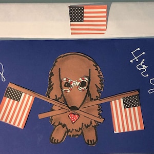 « Carte patriotique teckel du 4 juillet » par Cherie