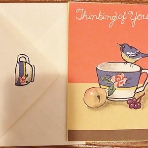 Carte de vœux « Une tasse de thé qui pense à vous » par Cherie