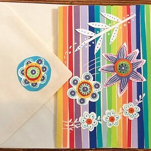 Carte Arc-en-ciel de fleurs pensant à vous par Cherie