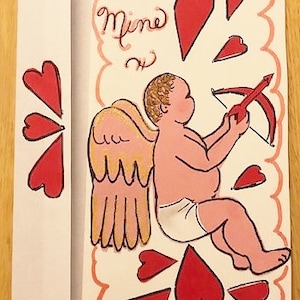 Carte de Saint-Valentin Cupidon avec des coeurs par Cherie