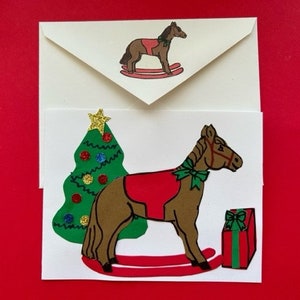 Carte de Noël cheval à bascule par Cherie