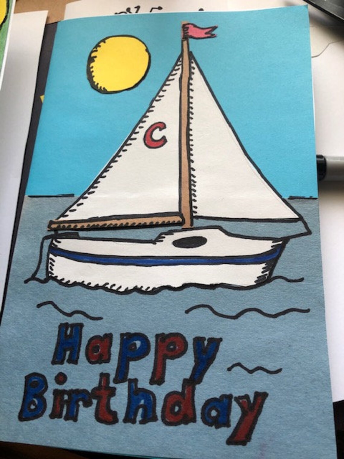 Happy Birthday Sailboat Card by Cherie Etsy