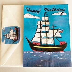 Carte d'anniversaire grand voilier par Cherie