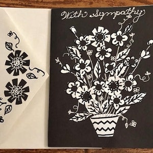 Carte bouquet de sympathie noir et blanc par Cherie
