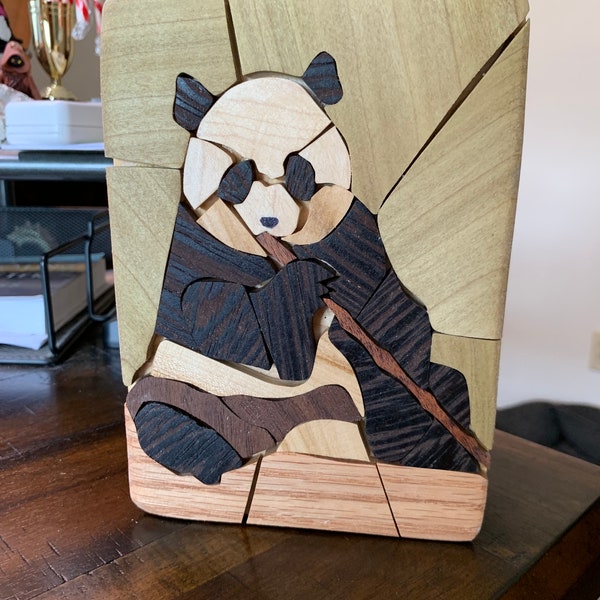 Panda keep sake box / panda bear decor gift / keepsake box / wooden keepsake / keep sake box / wood box with hinged lid