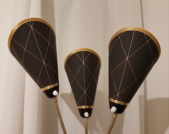 3 neue hochwertige Tütenschirmchen für original 50er Jahre Tütenlampe skandinavisches Design matt glänzend metallic schwarz