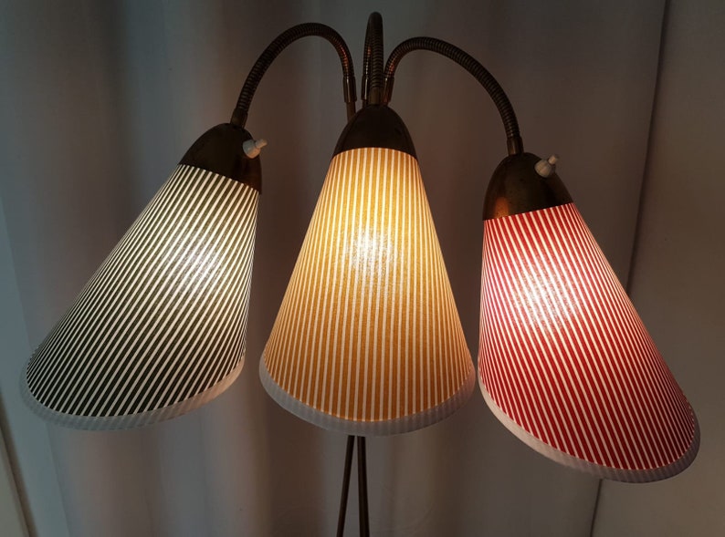 3 nouveaux abat-jours de haute qualité pour les lampes de sac originales des années 50 rayées en rouge / jaune / vert image 9