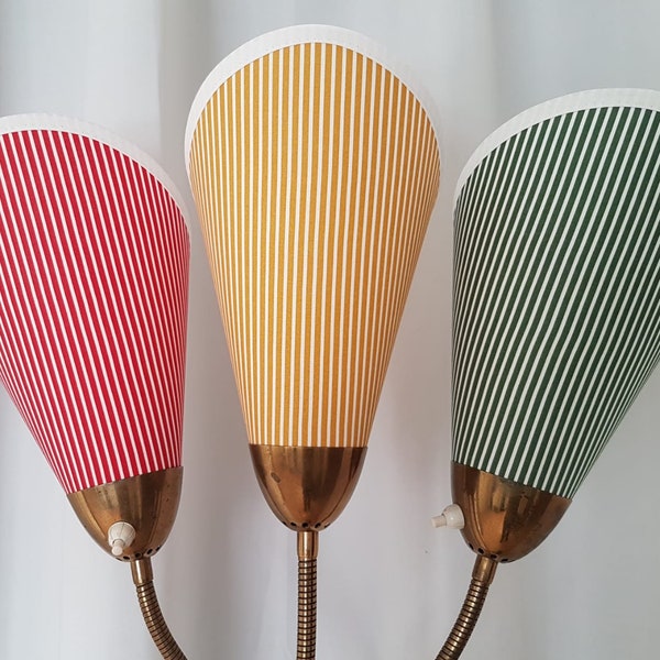 3 nouveaux abat-jours de haute qualité pour les lampes de sac originales des années 50 rayées en rouge / jaune / vert