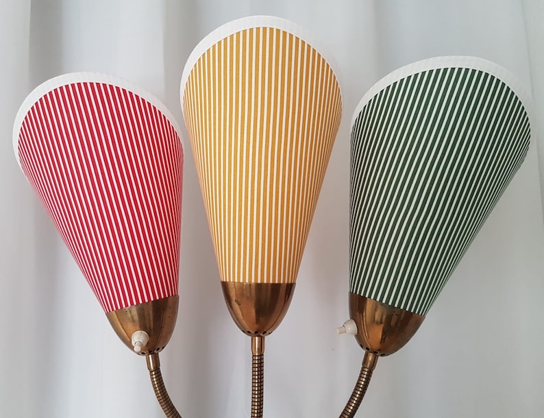 3 nouveaux abat-jours de haute qualité pour les lampes de sac originales des années 50 rayées en rouge / jaune / vert image 1