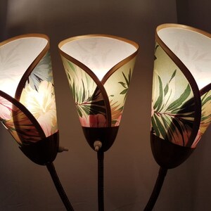 3 neue hochwertige Lampenschirme für original 50er Jahre Tütenlampe mit Hibiskus Blüten Bild 8