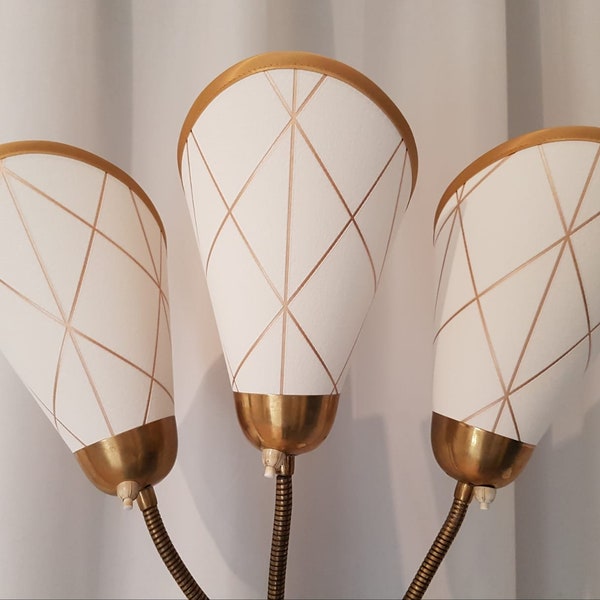 3 neue hochwertige Tütenschirmchen für original 50er Jahre Tütenlampe skandivavisches Design matt glänzend metallic (creme)weiss