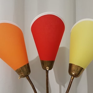 3 neue hochwertige Tütenschirmchen für original 50er Jahre Tütenlampen in Orange/Rot/Gelb