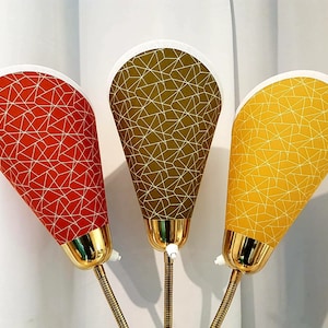 3 new high-quality lampshades for original 50s bag lamps with geometric pattern in rust/khaki/mustard