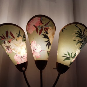 3 neue hochwertige Lampenschirme für original 50er Jahre Tütenlampe mit Hibiskus Blüten Bild 7