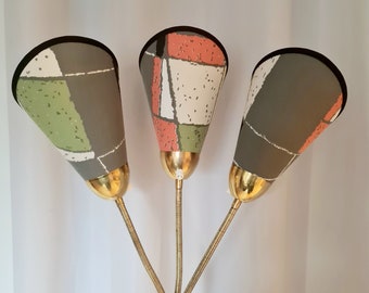 3 neue hochwertige Lampenschirme für original 50er Jahre Tütenlampen mit original 50er Jahre Stoff