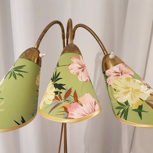 3 neue hochwertige Lampenschirme für original 50er Jahre Tütenlampe mit Hibiskus Blüten Bild 3