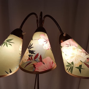 3 neue hochwertige Lampenschirme für original 50er Jahre Tütenlampe mit Hibiskus Blüten Bild 9
