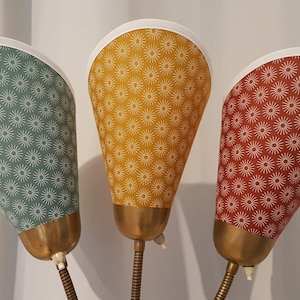 3 new high-quality bag lampshades for original 50s bag lamps with starburst in olive/mustard/rust