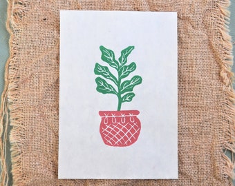 Fiddleleaf Fig Plant lino Print
