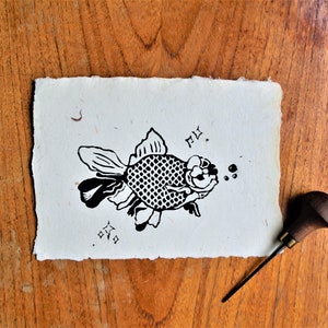 Fantail Goldfish Lino Print Special Edition image 4