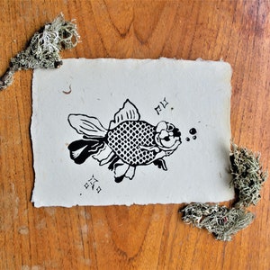 Fantail Goldfish Lino Print Special Edition image 2