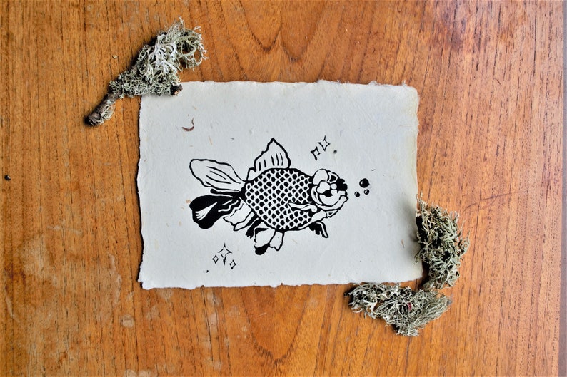 Fantail Goldfish Lino Print Special Edition image 2