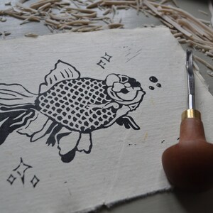 Fantail Goldfish Lino Print Special Edition image 8