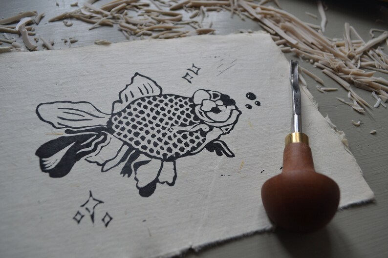 Fantail Goldfish Lino Print Special Edition image 8