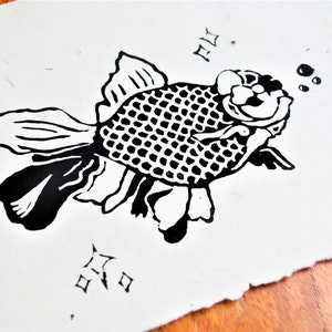 Fantail Goldfish Lino Print Special Edition image 1