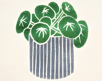 Money Plant Lino Print