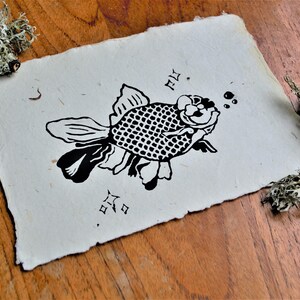 Fantail Goldfish Lino Print Special Edition image 7
