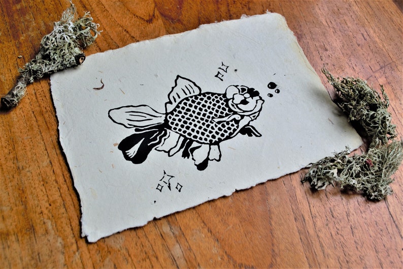 Fantail Goldfish Lino Print Special Edition image 7