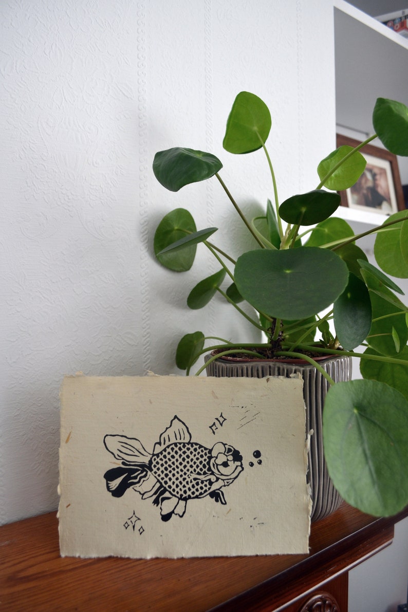 Fantail Goldfish Lino Print Special Edition image 3