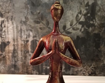 Yoga Pose Statue: Bohemian Rustic Candleholder