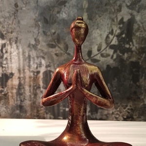 Yoga lady-Woman doing yoga statue-Bohemian home decoration- Rustic design candleholder-Tealight candle holder- Namaste yoga pose- Yogi gifts