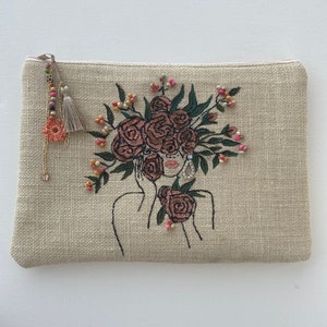 31x21cm yute coloreado a mano mujer clutch-Hecho a mano con cuentas diario bolso de mujer de noche -Bolsa boho ecológica- Bolso de boda-Regalo de Navidad para ella-Venta