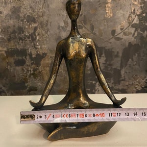 Hand-Colored Yoga Statue: Black & Gold Yoga Pose Candleholder image 4