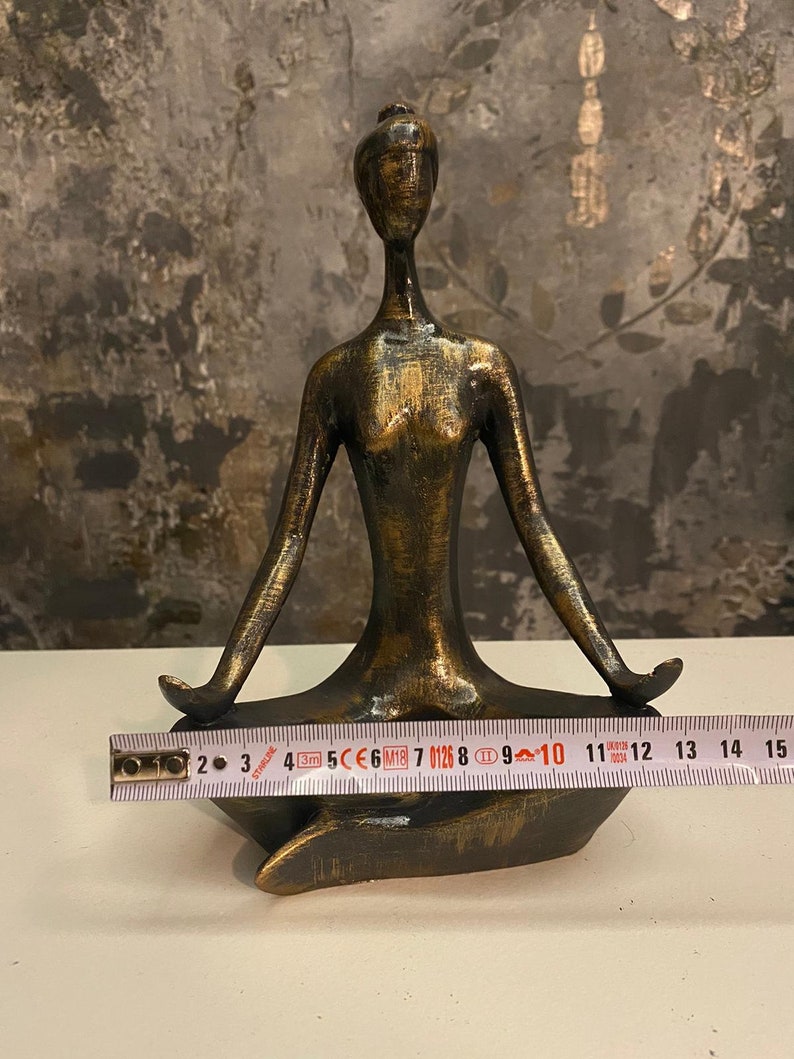 Hand-Colored Yoga Statue: Black & Gold Yoga Pose Candleholder image 4