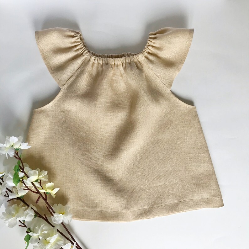 toddler linen blouse Boho top Flutter sleeve top Linen Peasant top linen  baby clothes Tops Baby Girls' Clothing tomitabento.vn